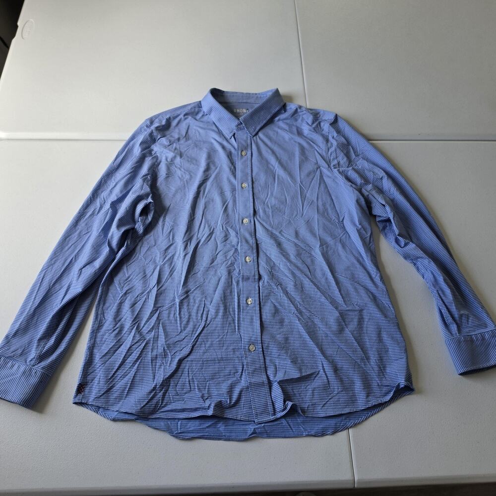 Rhone Shirt Mens 2XL Blue Check Nylon Stretch Button Up Business Casual